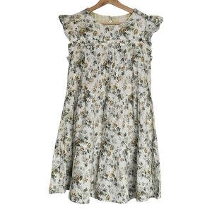 Laura Ashley Floral Ruffle Sleeve and Plaid Accents Dress Size 4